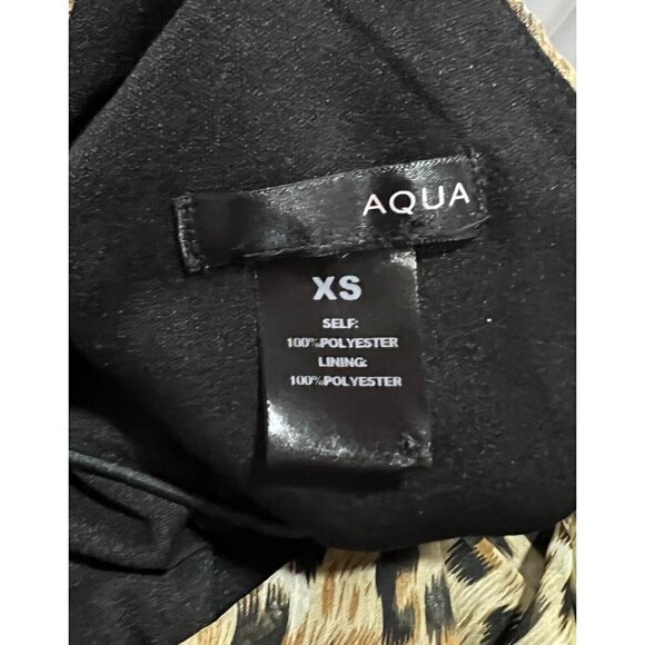 Aqua Sz XS Leopard Print Asymmetrical Blouson Elastic Waist Keyhole Halter Dress - Picture 5 of 6